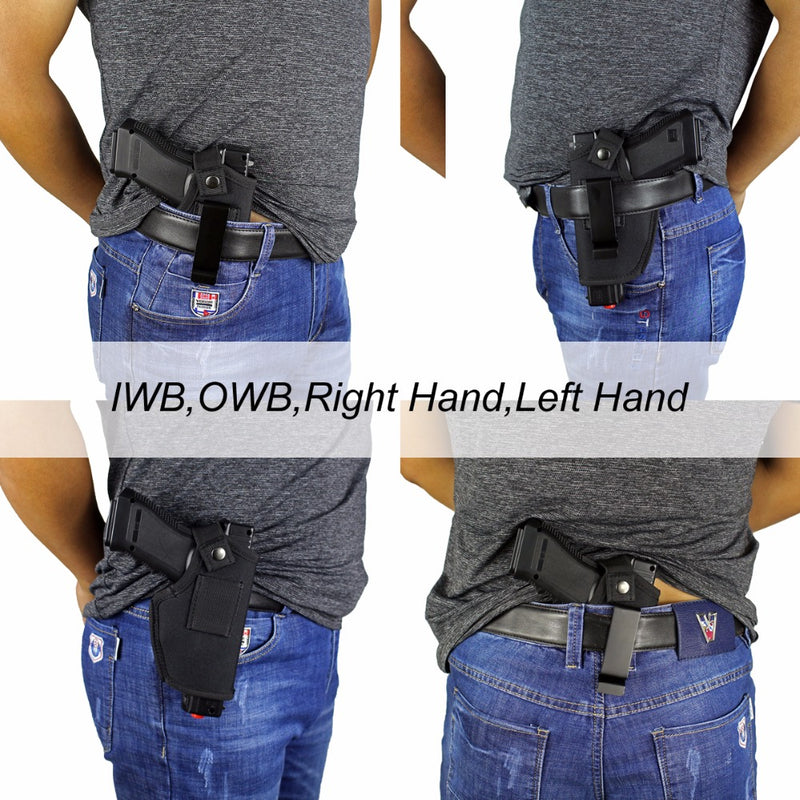  ELVO Gun Holster for Men/Women, Concealed Carry Holster,  Universal IWB OWB Pistol Holster Right/Left Hand Draw Fits S&W M&P Shield  9MM Glock 19 26 27 42 43 Subcompact Compact Mid-Sizes